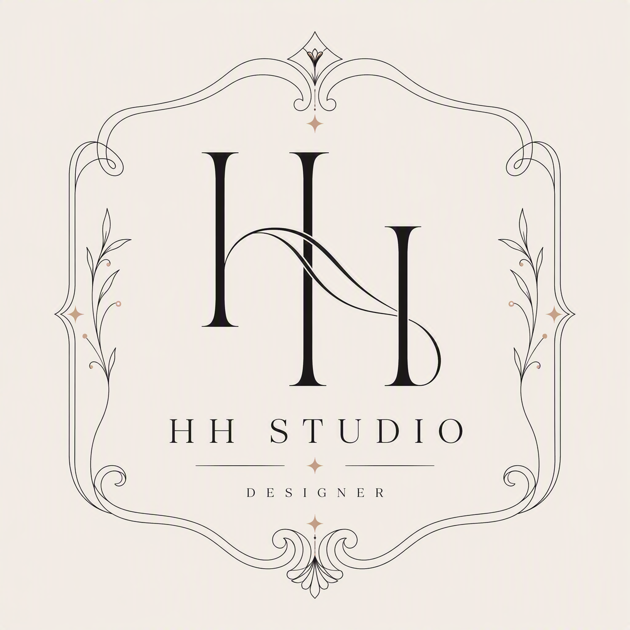 HH Studio logo with an HH monogram and decorative botanical design